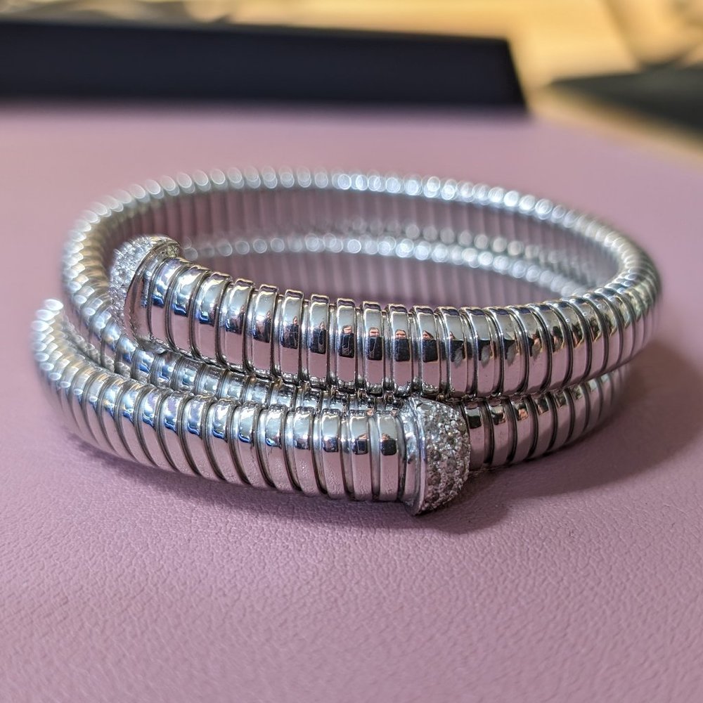 Meshmerise 14K (white gold) over silver .42 ct. tw. Diamond Bracelet